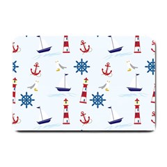 Seaside Nautical Themed Pattern Seamless Wallpaper Background Small Doormat  by Simbadda