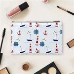 Seaside Nautical Themed Pattern Seamless Wallpaper Background Cosmetic Bag (Medium)  Back