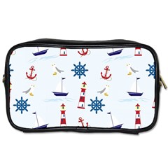 Seaside Nautical Themed Pattern Seamless Wallpaper Background Toiletries Bags 2-side by Simbadda