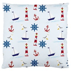 Seaside Nautical Themed Pattern Seamless Wallpaper Background Large Cushion Case (two Sides) by Simbadda