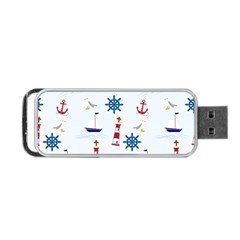 Seaside Nautical Themed Pattern Seamless Wallpaper Background Portable Usb Flash (two Sides) by Simbadda