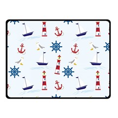 Seaside Nautical Themed Pattern Seamless Wallpaper Background Double Sided Fleece Blanket (small)  by Simbadda