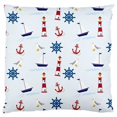 Seaside Nautical Themed Pattern Seamless Wallpaper Background Standard Flano Cushion Case (two Sides)