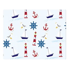 Seaside Nautical Themed Pattern Seamless Wallpaper Background Double Sided Flano Blanket (large)  by Simbadda