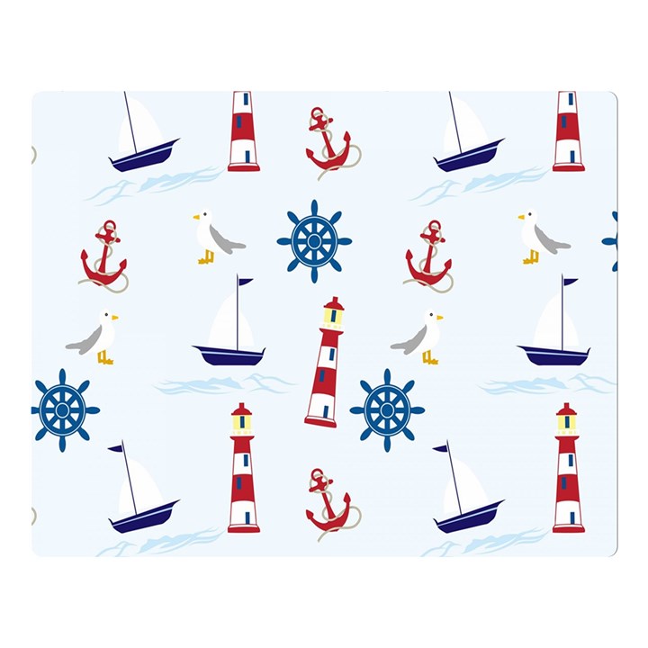 Seaside Nautical Themed Pattern Seamless Wallpaper Background Double Sided Flano Blanket (Large) 