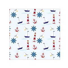 Seaside Nautical Themed Pattern Seamless Wallpaper Background Small Satin Scarf (square) by Simbadda