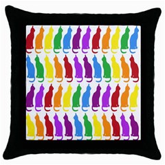 Rainbow Colorful Cats Wallpaper Pattern Throw Pillow Case (black) by Simbadda