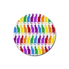 Rainbow Colorful Cats Wallpaper Pattern Rubber Round Coaster (4 Pack)  by Simbadda