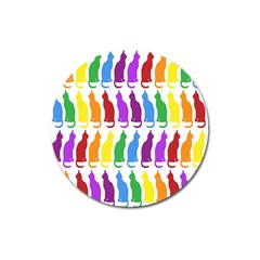 Rainbow Colorful Cats Wallpaper Pattern Magnet 3  (round) by Simbadda