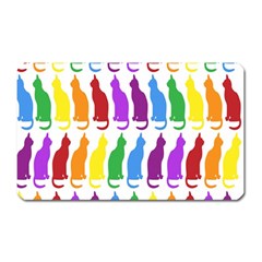 Rainbow Colorful Cats Wallpaper Pattern Magnet (rectangular) by Simbadda