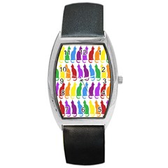 Rainbow Colorful Cats Wallpaper Pattern Barrel Style Metal Watch by Simbadda