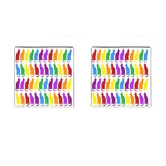 Rainbow Colorful Cats Wallpaper Pattern Cufflinks (square) by Simbadda