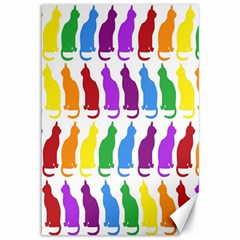 Rainbow Colorful Cats Wallpaper Pattern Canvas 12  X 18   by Simbadda