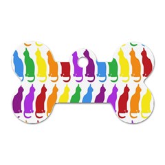 Rainbow Colorful Cats Wallpaper Pattern Dog Tag Bone (one Side) by Simbadda