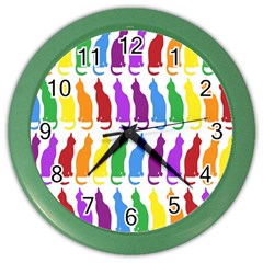 Rainbow Colorful Cats Wallpaper Pattern Color Wall Clocks by Simbadda