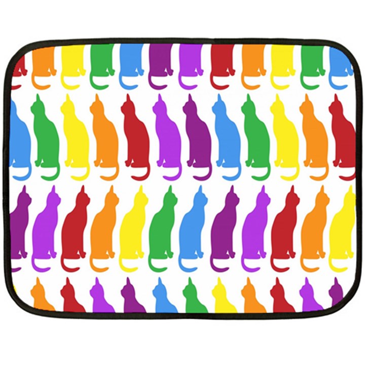 Rainbow Colorful Cats Wallpaper Pattern Double Sided Fleece Blanket (Mini) 