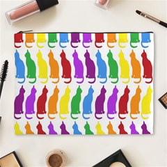 Rainbow Colorful Cats Wallpaper Pattern Cosmetic Bag (xl) by Simbadda