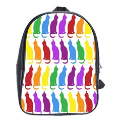 Rainbow Colorful Cats Wallpaper Pattern School Bags(large)  by Simbadda