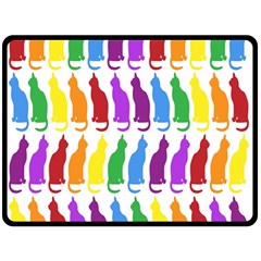 Rainbow Colorful Cats Wallpaper Pattern Fleece Blanket (large)  by Simbadda