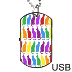 Rainbow Colorful Cats Wallpaper Pattern Dog Tag Usb Flash (one Side) by Simbadda