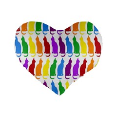 Rainbow Colorful Cats Wallpaper Pattern Standard 16  Premium Flano Heart Shape Cushions by Simbadda