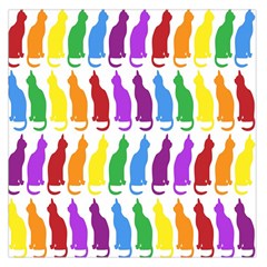 Rainbow Colorful Cats Wallpaper Pattern Large Satin Scarf (square) by Simbadda