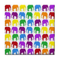 Rainbow Colors Bright Colorful Elephants Wallpaper Background Tile Coasters by Simbadda