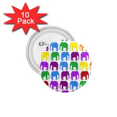 Rainbow Colors Bright Colorful Elephants Wallpaper Background 1 75  Buttons (10 Pack) by Simbadda