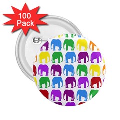 Rainbow Colors Bright Colorful Elephants Wallpaper Background 2 25  Buttons (100 Pack)  by Simbadda