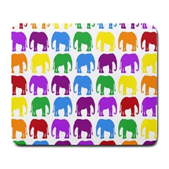 Rainbow Colors Bright Colorful Elephants Wallpaper Background Large Mousepads by Simbadda