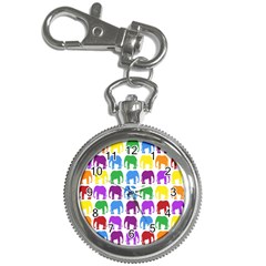 Rainbow Colors Bright Colorful Elephants Wallpaper Background Key Chain Watches by Simbadda