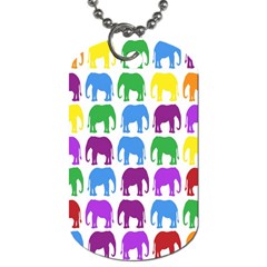 Rainbow Colors Bright Colorful Elephants Wallpaper Background Dog Tag (one Side) by Simbadda