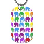 Rainbow Colors Bright Colorful Elephants Wallpaper Background Dog Tag (One Side) Front