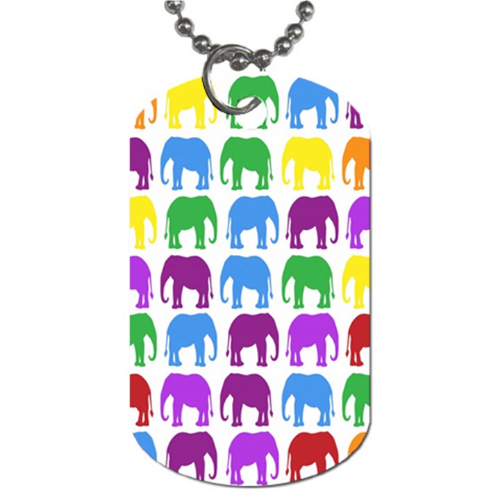 Rainbow Colors Bright Colorful Elephants Wallpaper Background Dog Tag (One Side)