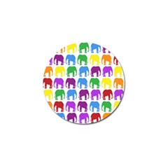 Rainbow Colors Bright Colorful Elephants Wallpaper Background Golf Ball Marker by Simbadda