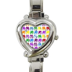 Rainbow Colors Bright Colorful Elephants Wallpaper Background Heart Italian Charm Watch by Simbadda