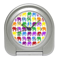 Rainbow Colors Bright Colorful Elephants Wallpaper Background Travel Alarm Clocks by Simbadda