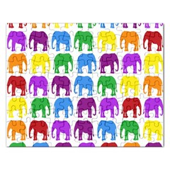 Rainbow Colors Bright Colorful Elephants Wallpaper Background Rectangular Jigsaw Puzzl by Simbadda