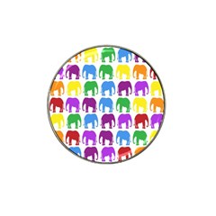 Rainbow Colors Bright Colorful Elephants Wallpaper Background Hat Clip Ball Marker by Simbadda