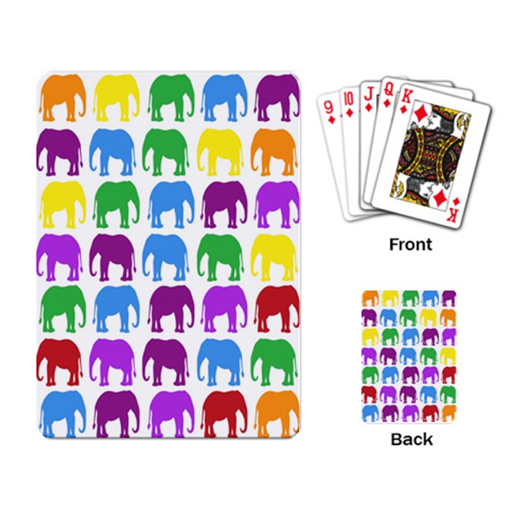 Rainbow Colors Bright Colorful Elephants Wallpaper Background Playing Card