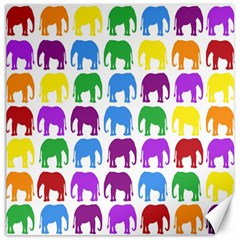 Rainbow Colors Bright Colorful Elephants Wallpaper Background Canvas 16  X 16   by Simbadda