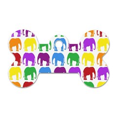 Rainbow Colors Bright Colorful Elephants Wallpaper Background Dog Tag Bone (one Side) by Simbadda