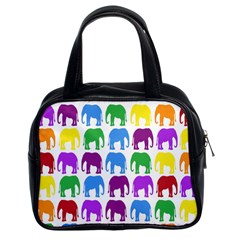 Rainbow Colors Bright Colorful Elephants Wallpaper Background Classic Handbags (2 Sides) by Simbadda