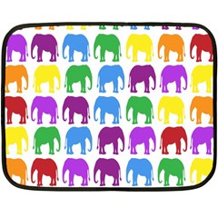 Rainbow Colors Bright Colorful Elephants Wallpaper Background Double Sided Fleece Blanket (mini) 