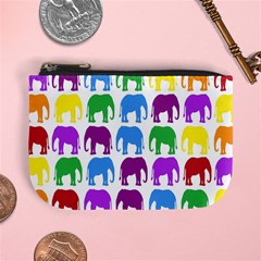 Rainbow Colors Bright Colorful Elephants Wallpaper Background Mini Coin Purses by Simbadda