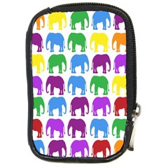 Rainbow Colors Bright Colorful Elephants Wallpaper Background Compact Camera Cases by Simbadda