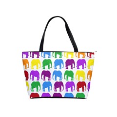 Rainbow Colors Bright Colorful Elephants Wallpaper Background Shoulder Handbags by Simbadda