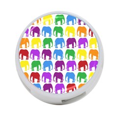 Rainbow Colors Bright Colorful Elephants Wallpaper Background 4-port Usb Hub (one Side) by Simbadda