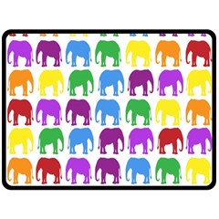 Rainbow Colors Bright Colorful Elephants Wallpaper Background Fleece Blanket (large)  by Simbadda