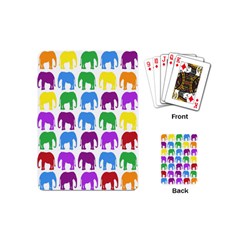 Rainbow Colors Bright Colorful Elephants Wallpaper Background Playing Cards (mini)  by Simbadda